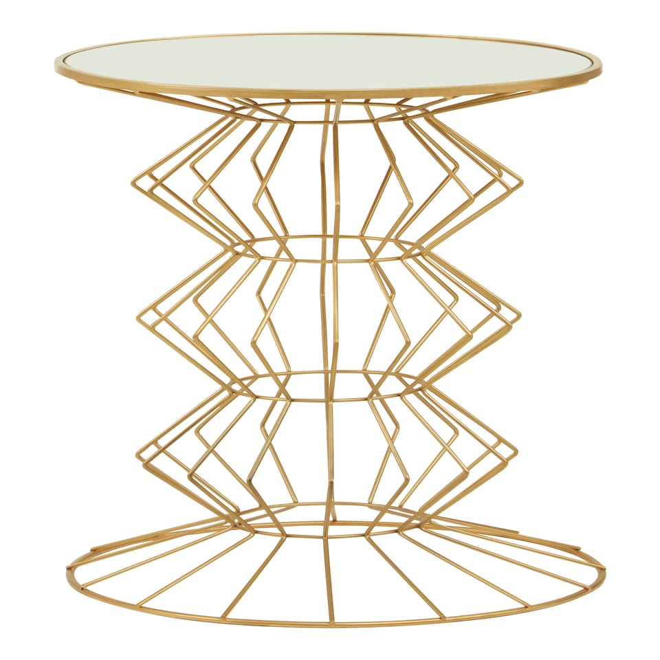 image 1 of Interiors By Premier Compact Gold Finish Frame Table, Practical Side Table For Livingroom, Mirrored Top Small Lounge Table Gold