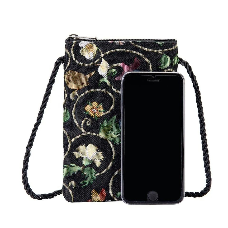 image 1 of Signare Tapestry Smart Phone Crossbody Bag Black