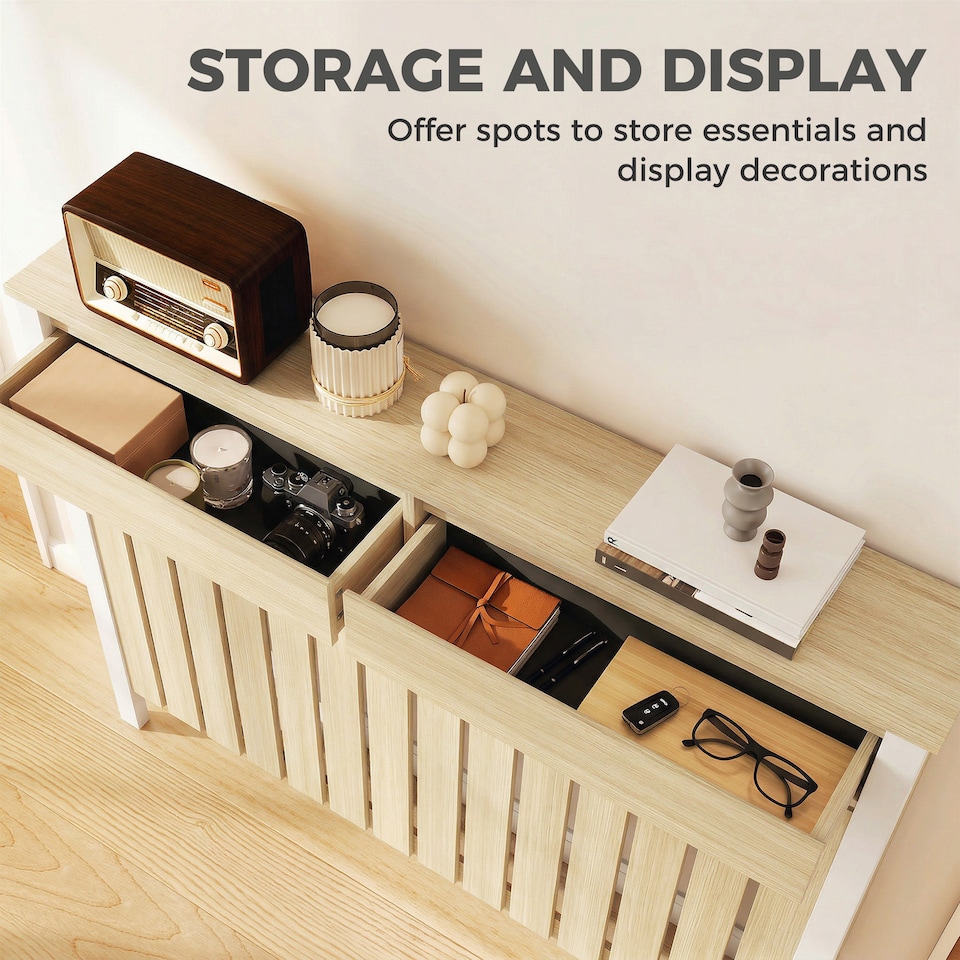 image 1 of HOMCOM Large Radiator Cover with Drawers and Vertical Slats