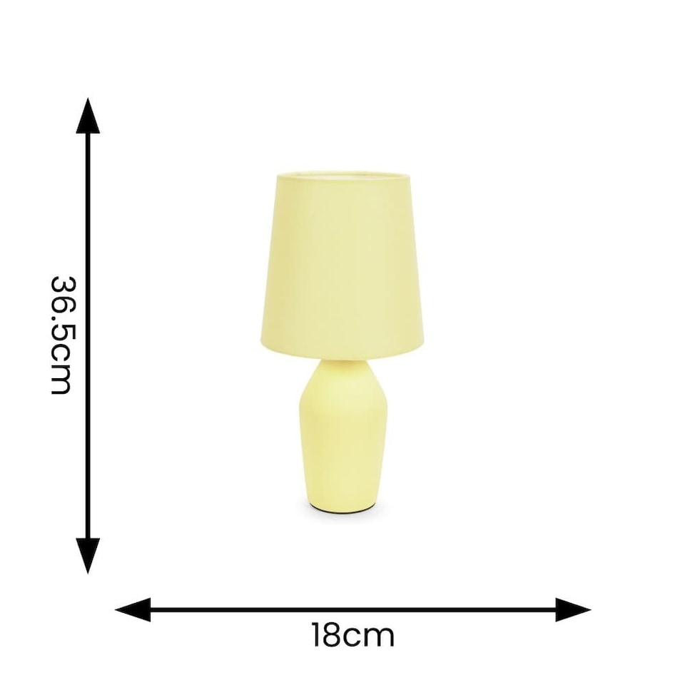 image 1 of ValueLights Arlo Pair of Yellow Ceramic Table Lamps Yellow Shades & Bulbs | Yellow