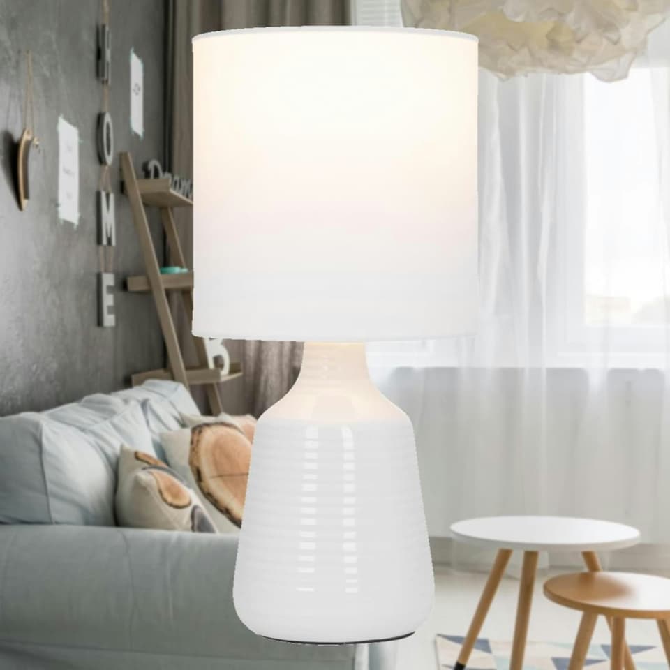 image 1 of First Choice Lighting Set of 2 Ripple 29cm White Lamps White | White