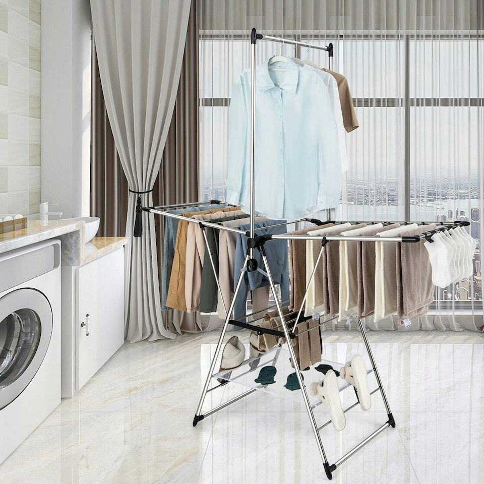 image 1 of COSTWAY Clothes Drying Rack Gullwing Style Rack