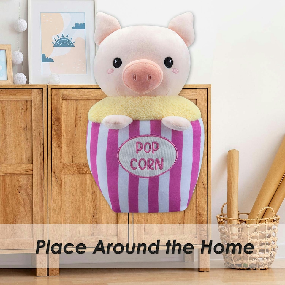 image 1 of Popcorn Pig Soft Toy Cute Plushie Huggable Cuddly Stuffed Toy 36cm Pink