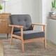 image 2 of HOMCOM Accent Chair Linen Armchair w/ Armrests for Living Room Grey Natural