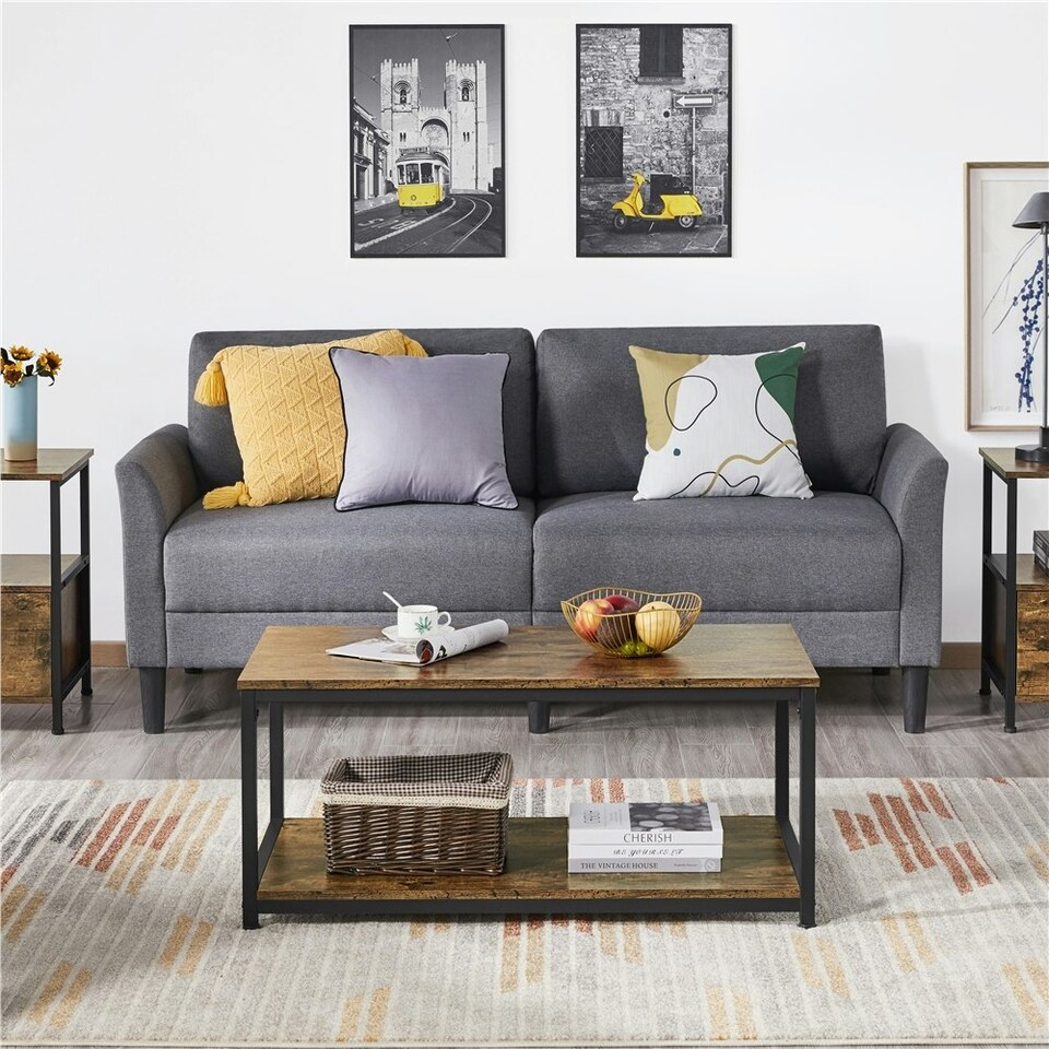 image 1 of Yaheetech Industrial Coffee Table with Storage Shelf