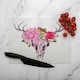 image 2 of Deer Animal Skull With Flowers And Feathers Glass Chopping Board | Multi