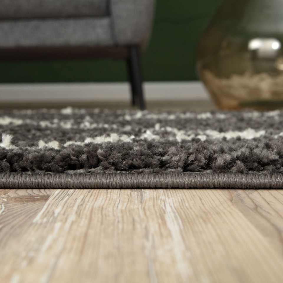 image 1 of The Rugs Moroccan Collection Soft High Pile Shaggy Lattice Floor Rugs and Runners Living Room