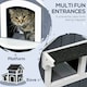 image 2 of PawHut Wooden Outdoor Cat House w/ Flower Pot, Windows, Multiple Entrances