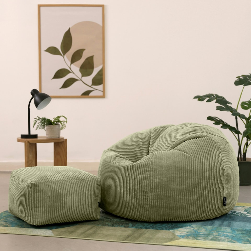 image 1 of Kingston Classic Beanbag and Footstool Sage Green | Green | Sage Green | 2