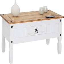 Corona Coffee Table White 1 Drawer Solid Wood Occasional Table