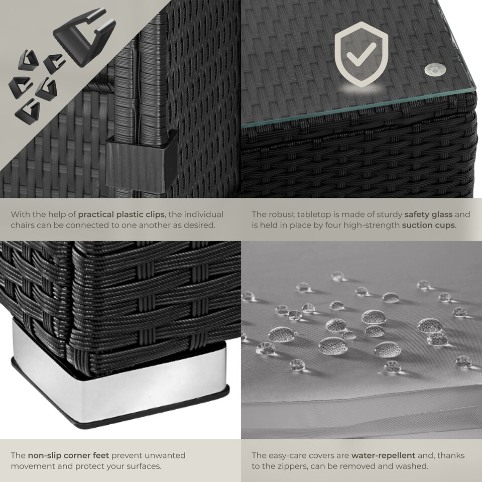 image 1 of Garden Furniture Set Lignano - modular outdoor sofa, 2 armchairs, coffee table | Black | black | 179 x 150 x 65 cm | 1