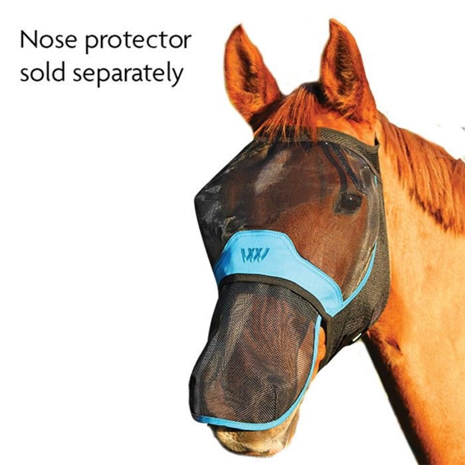 image 1 of Woof Wear Uv Fly Mask Without Ears Black | Size: XX-Small
Colour: Black/Turquoise