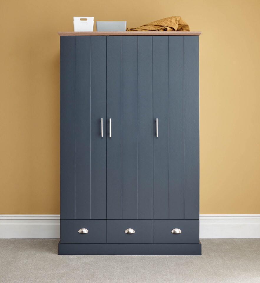 image 1 of Kendal 3 Door 3 Drawer Wardrobe | Blue | Slate Blue