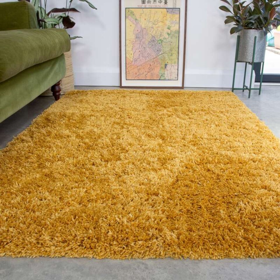 image 1 of KUKOON Runner Rug Yellow Ochre Super Soft Shaggy Long Hallway Rugs 60cm x 240cm