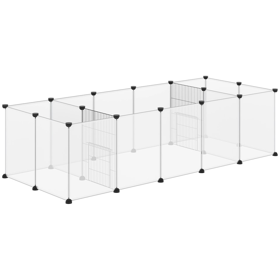 image 1 of PawHut Pet Playpen, 18 Panels DIY Small Animal Cage, for Guinea Pigs, Hegehogs