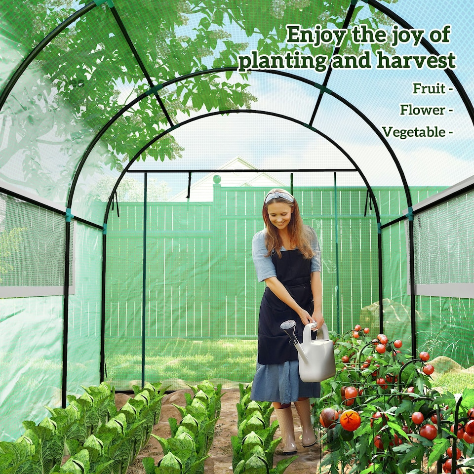image 1 of Outsunny 3 x 2 x 2m Polytunnel Greenhouse with Doors and Mesh Windows