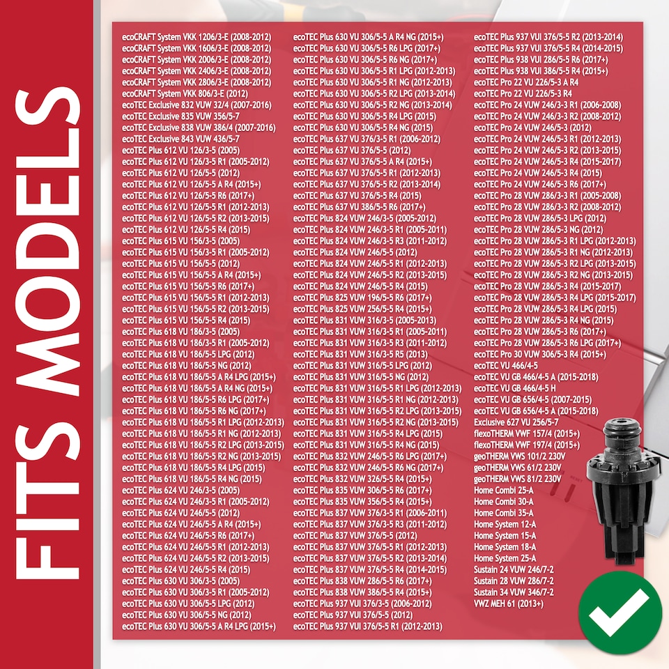 image 1 of SPARES2GO Water Pressure Sensor Kit for Vaillant ecoCRAFT ecoTEC Exclusive Pro Plus VKK VU VUI VUW Boiler (0020059717)