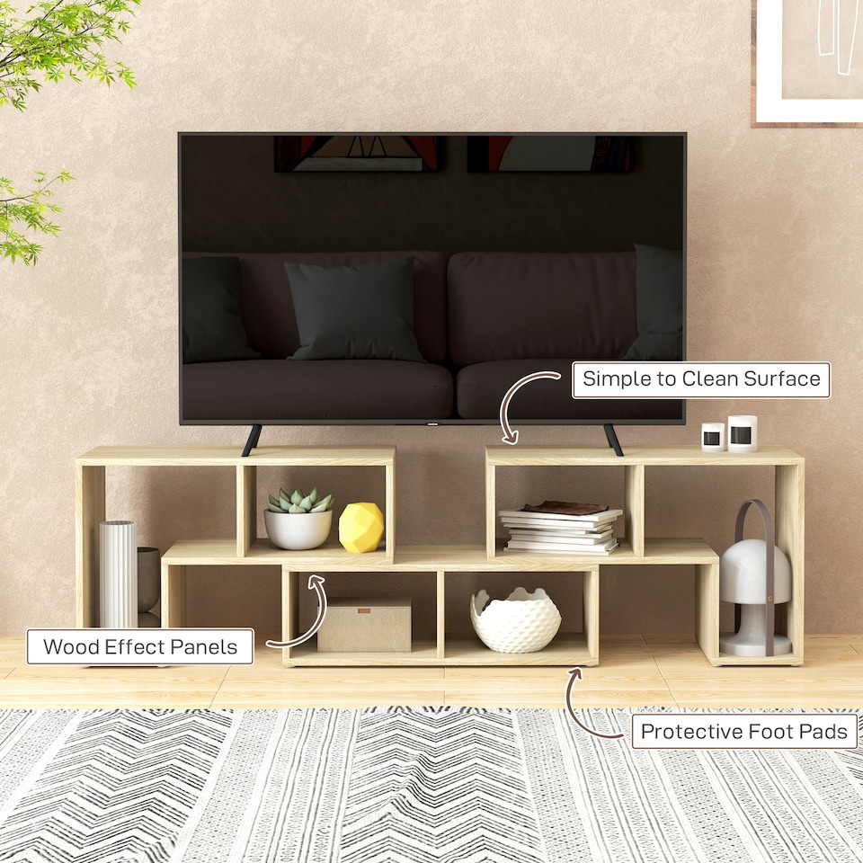 image 1 of HOMCOM TV Unit for TVs up to 75 Inches, Free Combination TV Stand, Grey