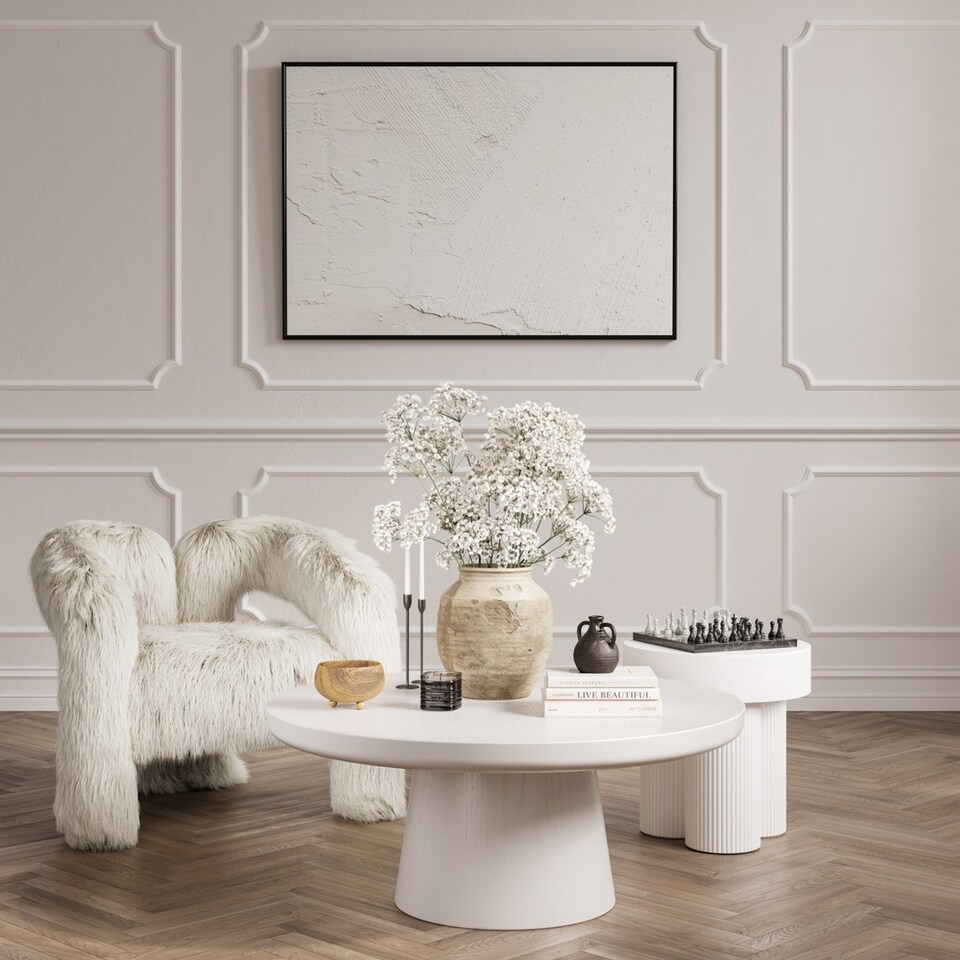 image 1 of Rumi Indoor Coffee Table (Pack of 2) - Ash Veneer - L100 x W100 x H38 cm - White - Partially Assembled