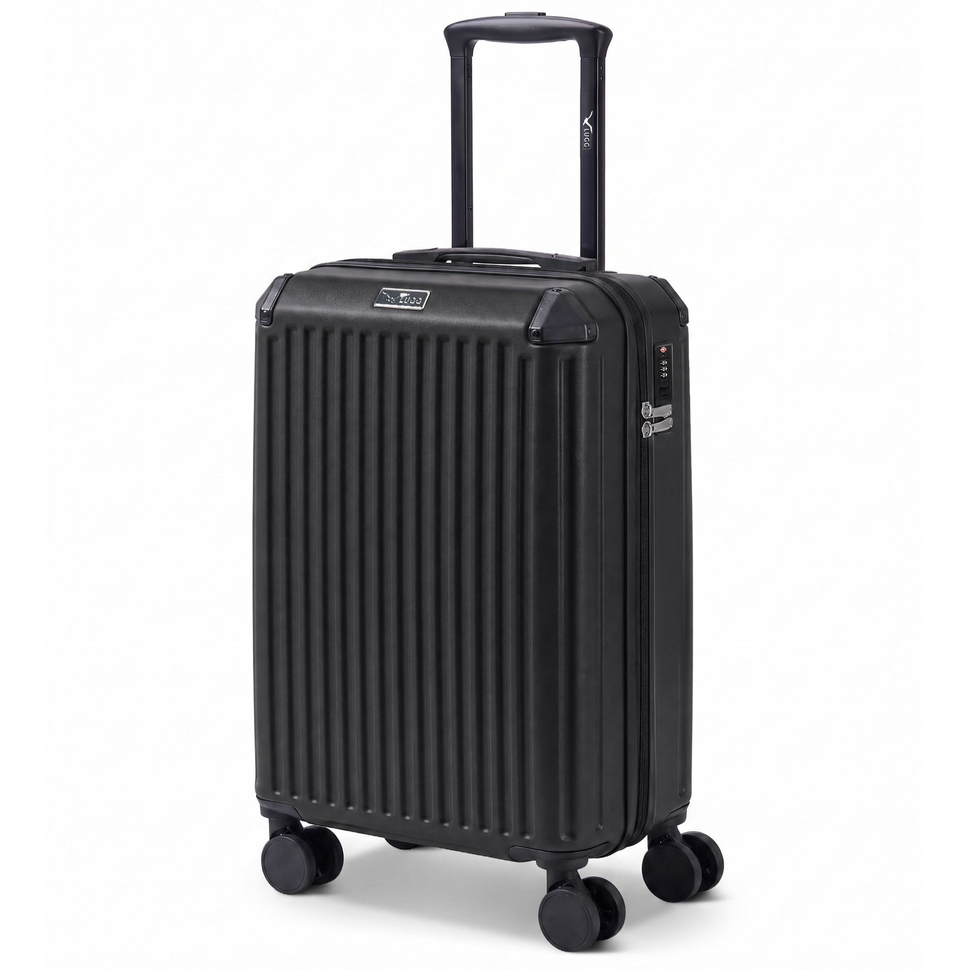 Lugg Sky Rover 20inch Suitcase, ABS Hard Shell with TSA Lock (55x35x23cm) in Black | Size: Small
