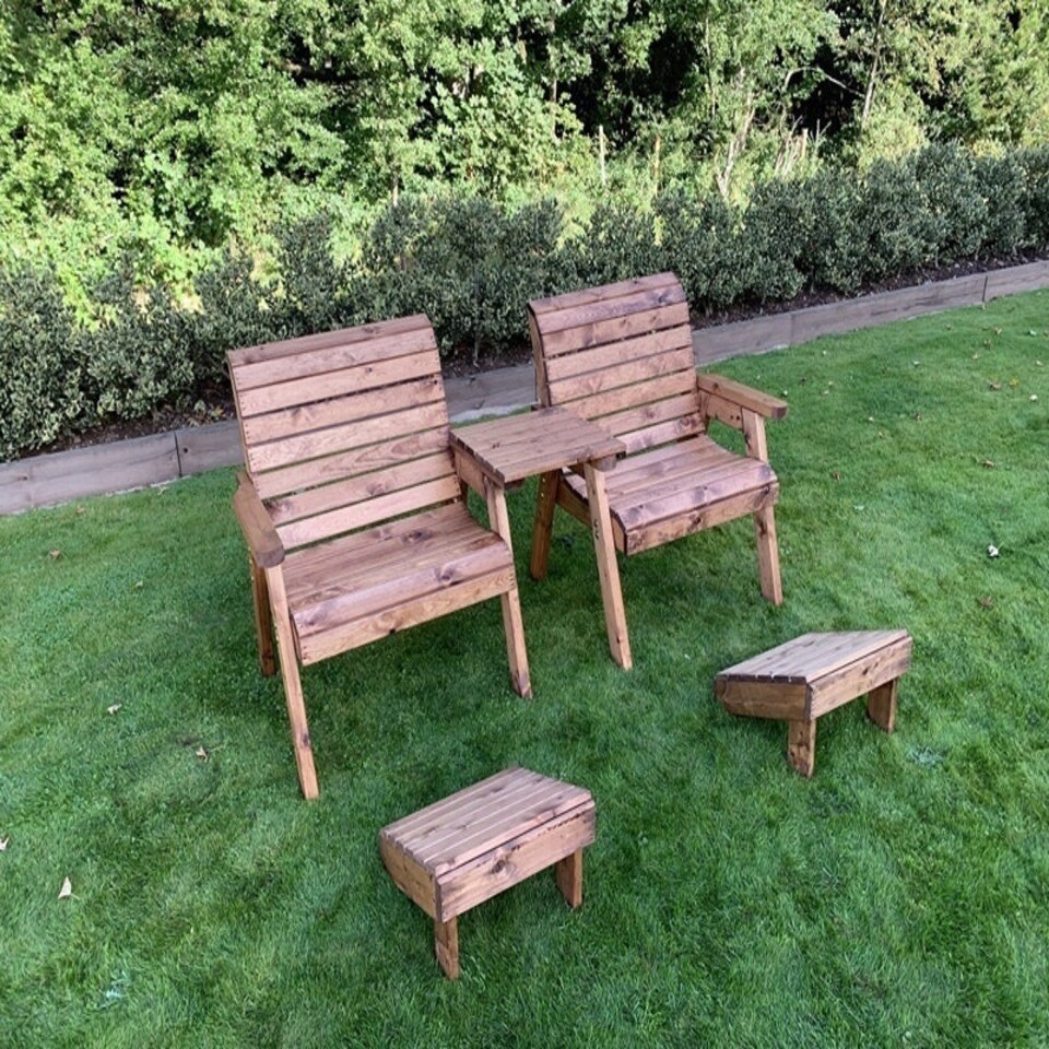 image 1 of Grand Twin Straight Chair with Footstools - W240 x D90 x H98 - Fully Assembled