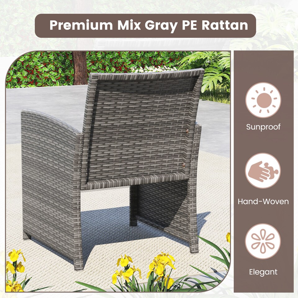 image 1 of COSTWAY 4 Piece Patio Conversation Set Outdoor Wicker Furniture