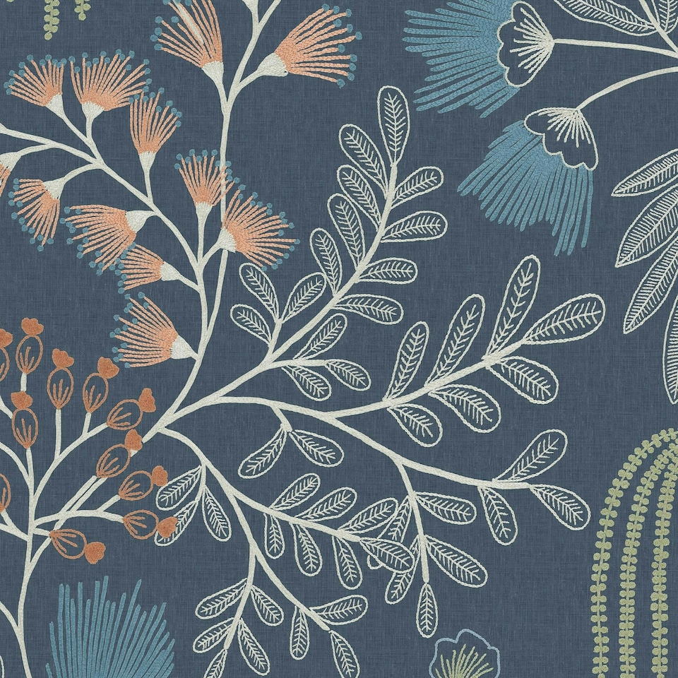 image 1 of Superfresco Easy Richmond Navy Trees Wallpaper Blue | Blue