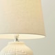 image 2 of ValueLights Harrison Taper Shade White Geo Ribbed Pattern Gloss Medium Table Lamp with Bulb White