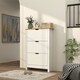 image 2 of HOMCOM 18-Shoe Storage Cabinet 6 Shelves 3 Drawers Tabletop High Gloss White | White | Oak | 1
