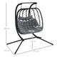 image 5 of Outsunny Outdoor PE Rattan 2 Seaters Swing Chair with Thick Padded Cushion, Patio Hanging Egg Chair with Metal Stand, Headrest, for Indoor and Outdoor, Black