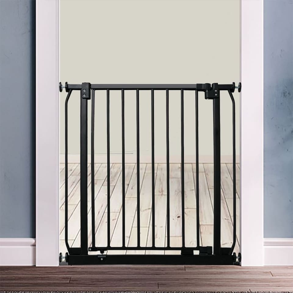 image 1 of Safetots Elite Pressure Safety Gate, 198cm - 207cm, Matt Black, Pressure Fit Stair Gate, Baby Gate for Doors Hallways and Spaces, Safety Barrier, Easy Installation