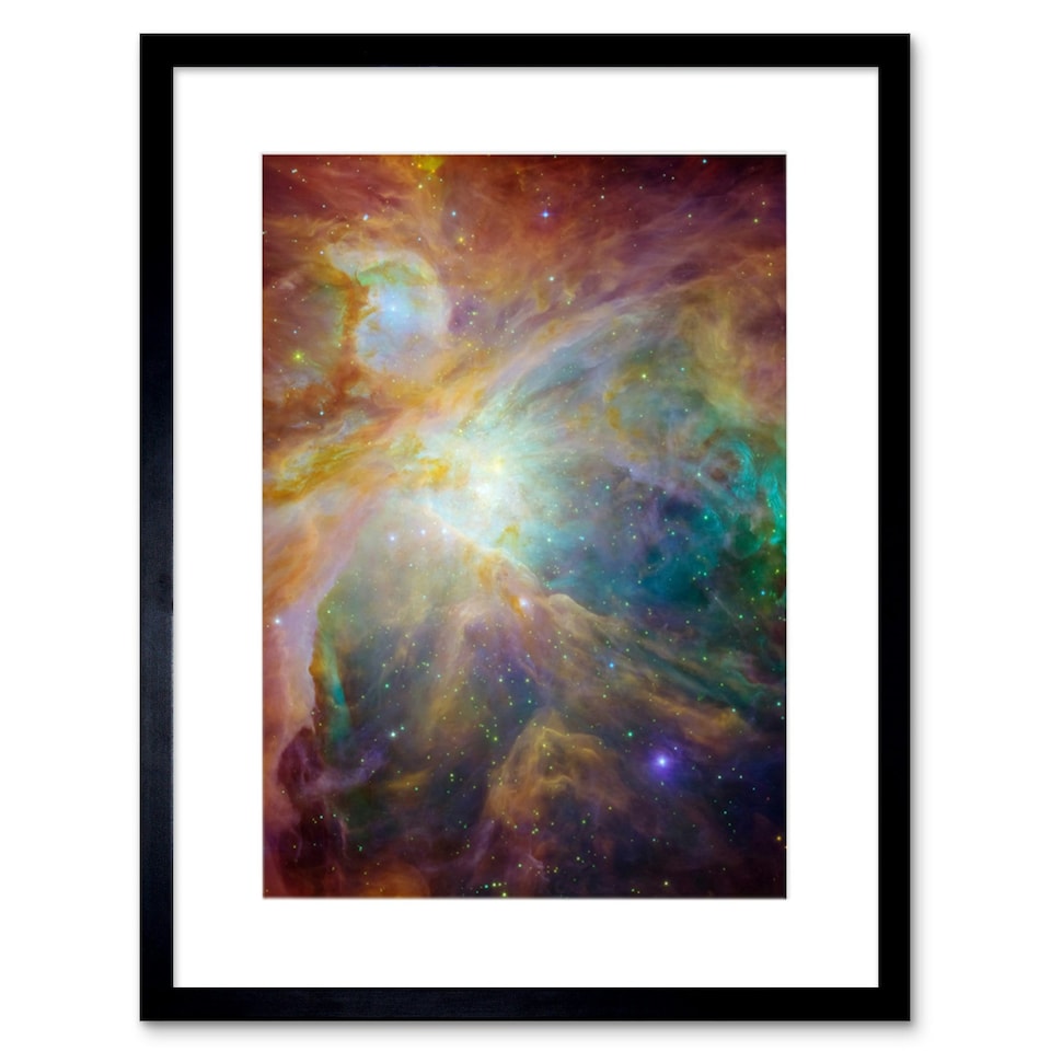 image 1 of Hubble Orion Nebula Spitzer Observatory Cosmic Space 9x7" Black Framed Wall Art Print
