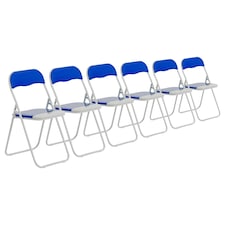 Harbour Housewares Coloured Padded Folding Chairs - Blue - Pack of 6 | Blue | Blue