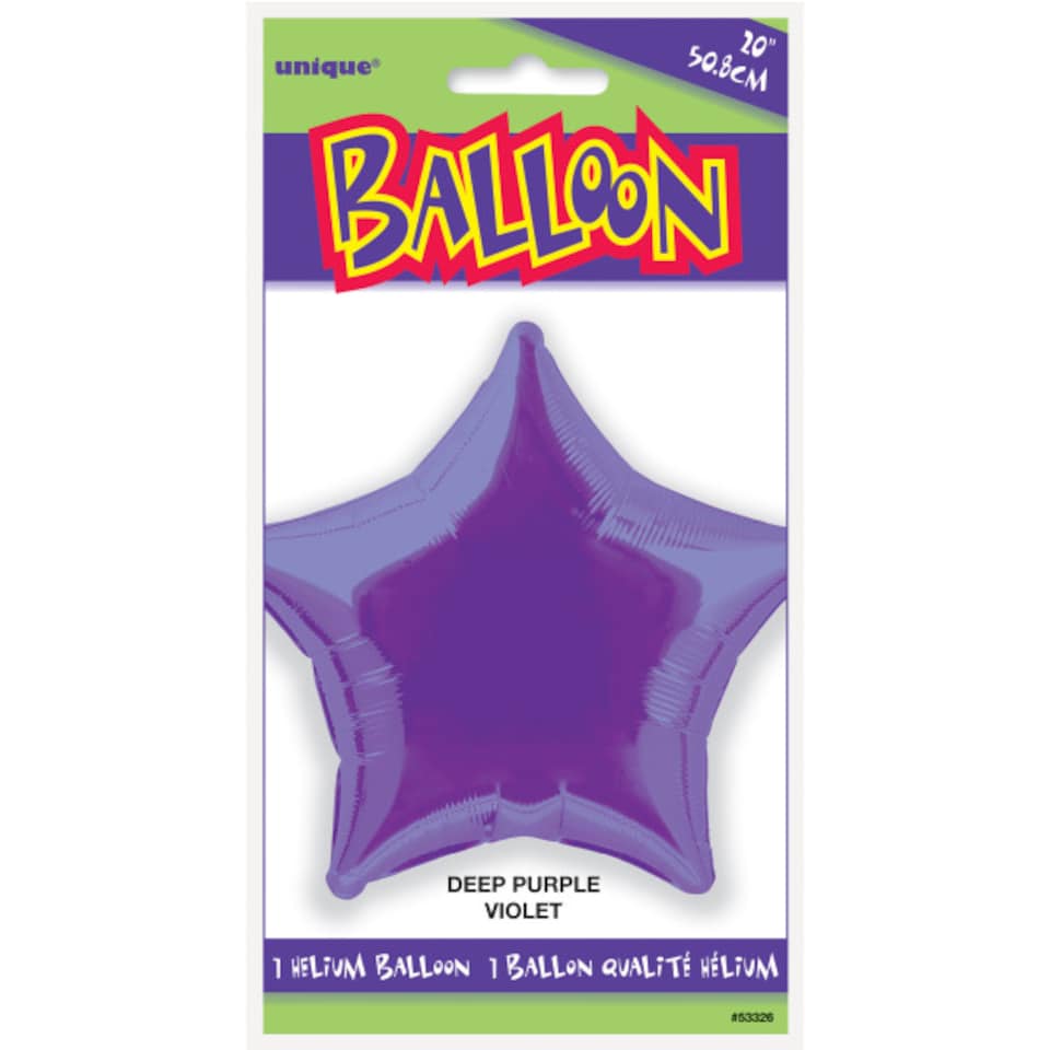 image 1 of Purple Star Foil Helium Balloon 51cm / 20 in