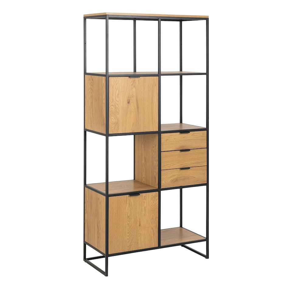 image 1 of Swindon Bookcase with 2 Doors, 3 drawers and 2 Shelves in Black