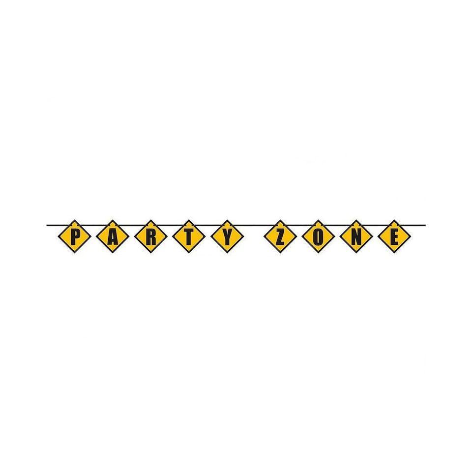 Unique Party Zone Construction Banner - Yellow/Black - 9ft