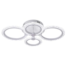LED Ceiling Light White Flush Mount Light 4 Rings Modern Chandelier 60cm Cold White