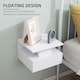 image 3 of HOMCOM Floating Bedside Table Set of 2, Wall Mount Nightstands with Storage Drawer and Open Shelf for Bedroom, White