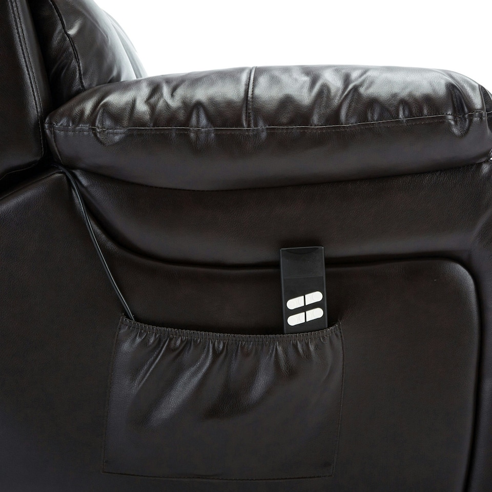 image 1 of Chester Dual Motor Rise Recliner Heat and Massage Bonded Leather Chair (Brown)