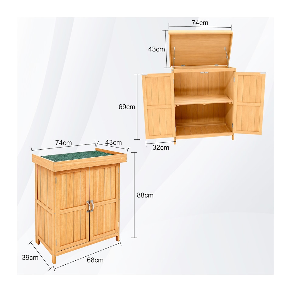 image 1 of Groundlevel Double Front Doors Wooden Garden Potting Shed With Internal Shelf | Cream | Natural
