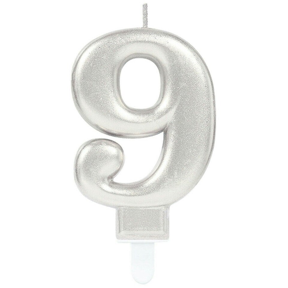 Amscan 9 Metallic Candle - Silver - One Size