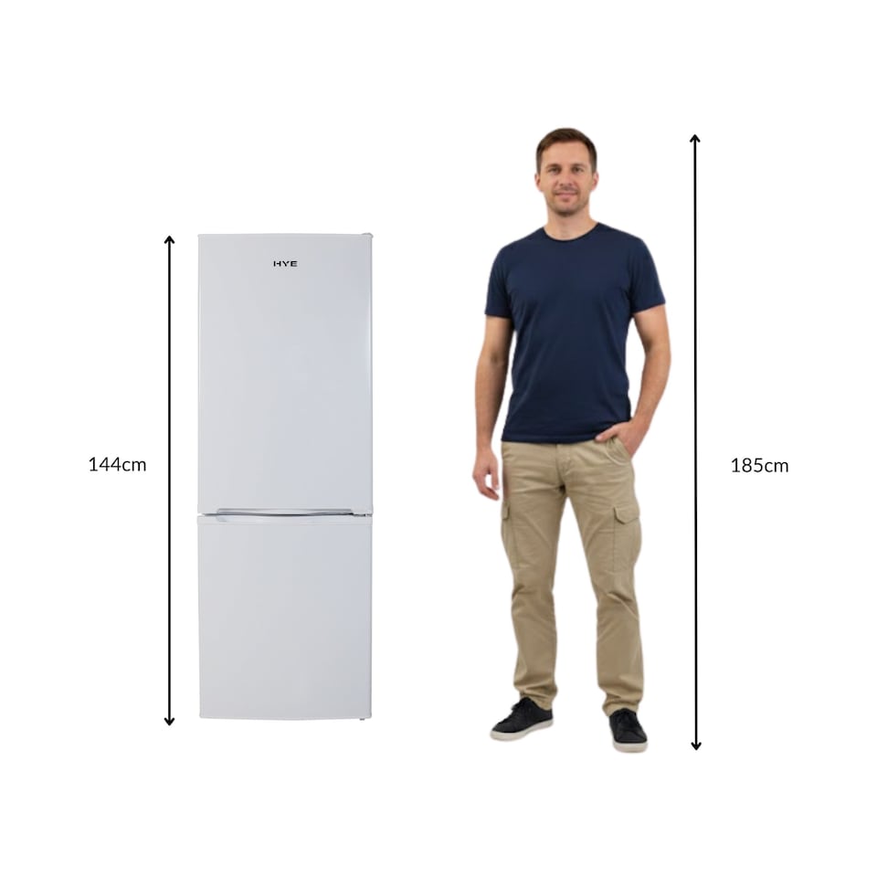 image 1 of HYE 60-40 Freestanding Fridge Freezer, 151 Litre, 50cm, White - RF01FF151W24