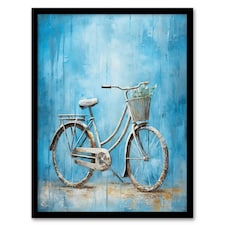 Simple Elegant Single Bicycle Bike Lady Shopper Home Decor Black Framed Wall Art Print A4