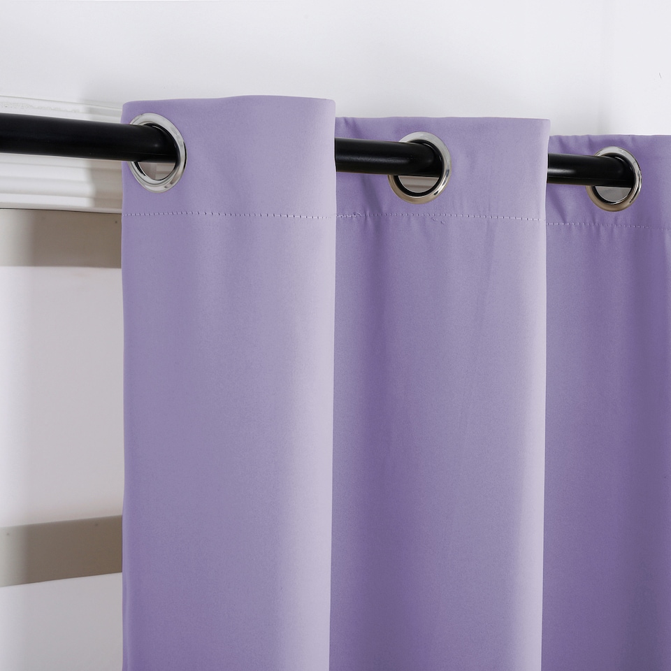 image 1 of Lilac Eyelet Curtains - Thermal Blackout Curtains  - 66 x 72 Inch Drop - 2 Panel | Purple | One Size