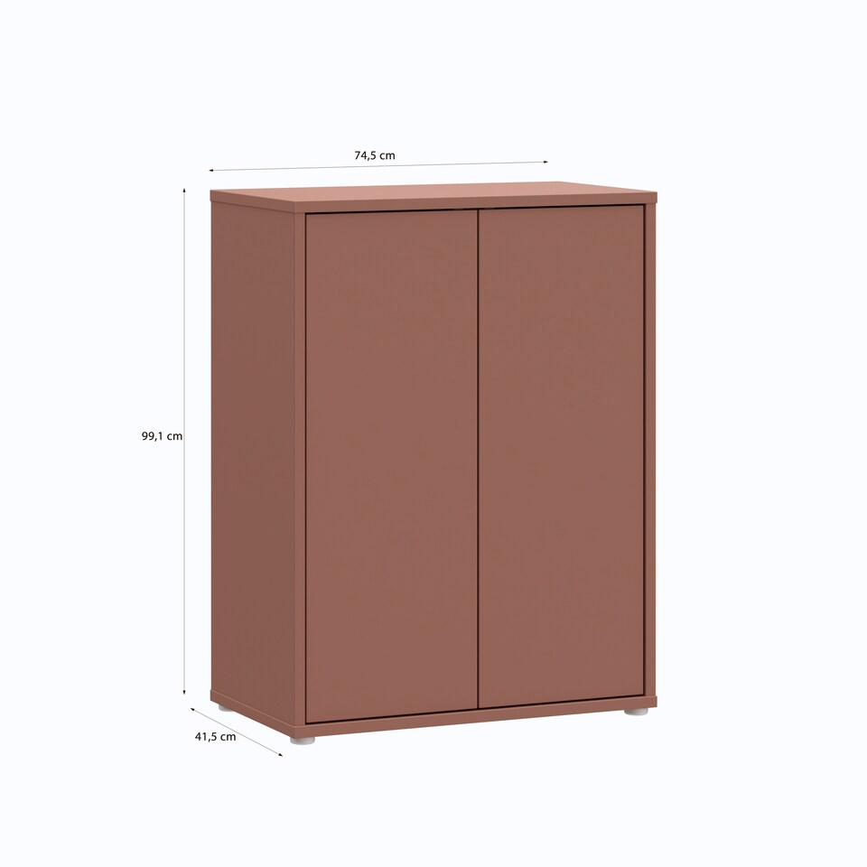 image 1 of Alice Springs Tall 2 Door Cupboard with Push-to-Open Doors in Terracotta