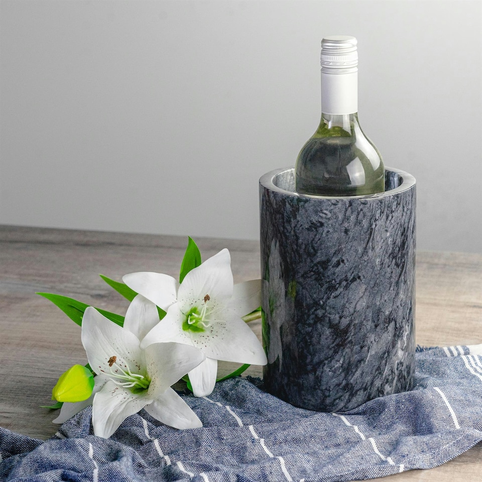 image 1 of Argon Tableware Marble Wine Bottle Cooler - 13cm - Black Black