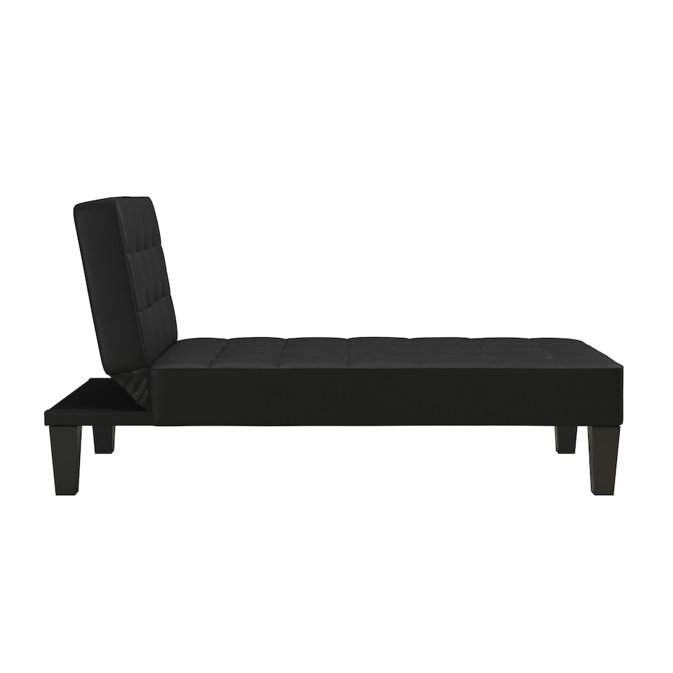 image 1 of Adalynn Chaise Lounger Black Faux Leather Black | BLACK FAUX LEATHER