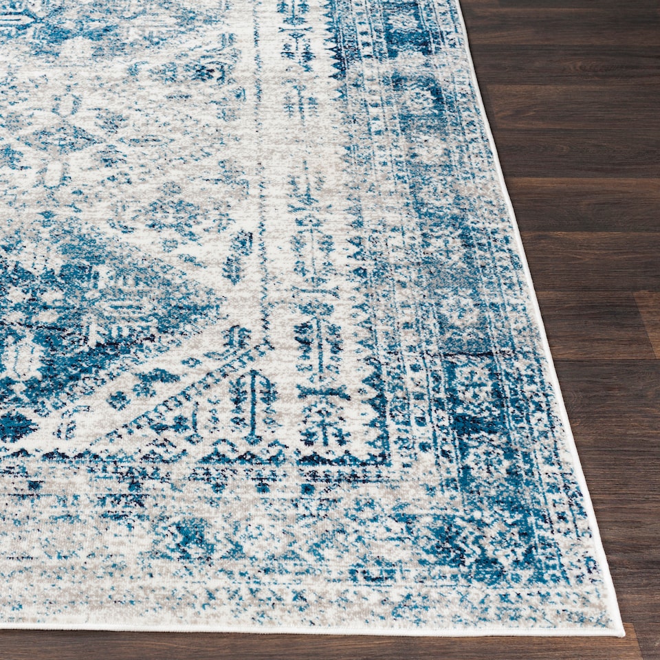 image 1 of LIVABLISS Monte Carlo-Vintage Traditional Boho Rug 80 x 220 cm | Blue Grey White