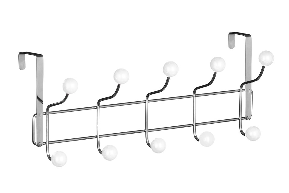 image 1 of Interiors by Premier Over Door Hanger, 10 White Ball Hooks Door Hanger, Space-Saving Door Hanger for Living Room and Hallway