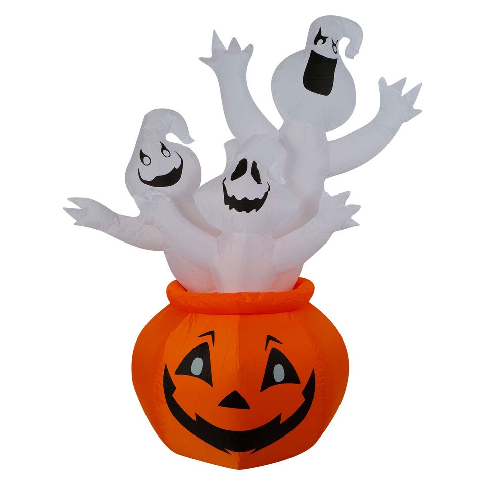 image 1 of PMS Halloween Inflatable Pumpkin Ghosts Decoration - Multicolour 5ft